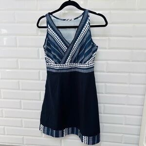 SHEIN Navy Patterned Sleeveless V-Neck Dress, Small